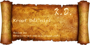 Kropf Dániel névjegykártya